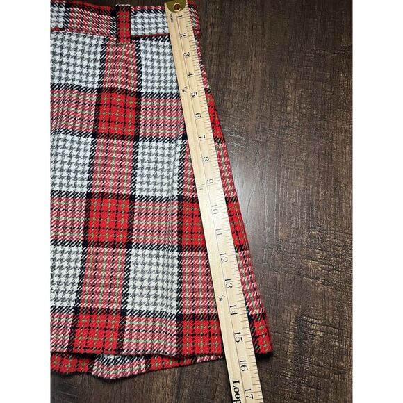 Red Plaid XS-S Mini Skirt Japan VTG Preppy Clueless Mean Girls Y2K 60s-70s - Picture 8 of 8